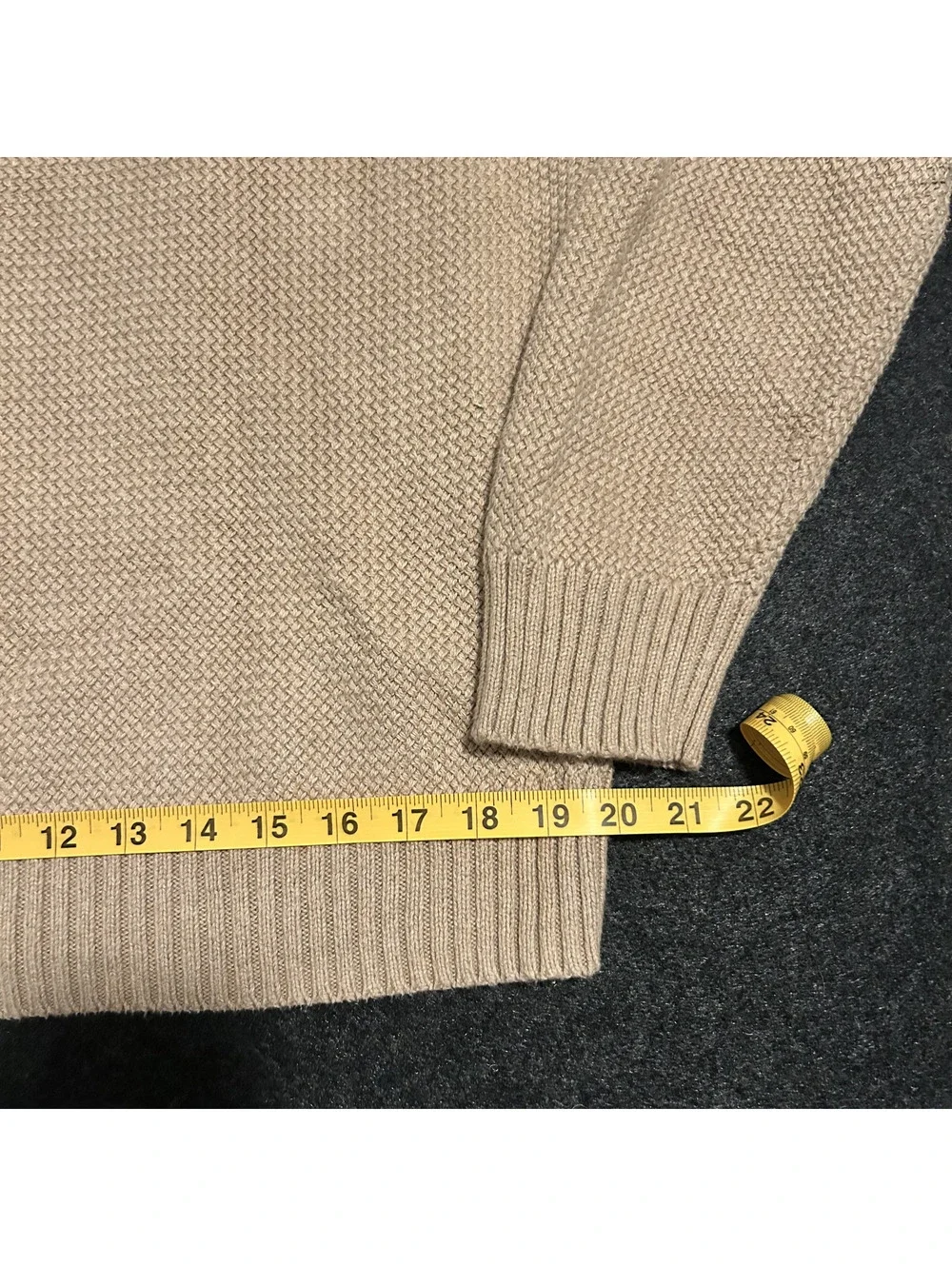 J.Crew Pullover Crewneck Sweater Mens Tan Beige Chunky Waffle Knit Size Large